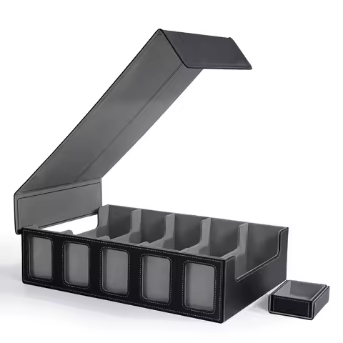 Trading Card Storage Box with Commander Display Dice Tray, 5-Row Deck Case with Removable Lid; 3900+ Card Deck Box for MTG TCG