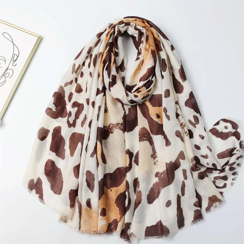 Winter Spain Thin Viscose Scarves Women Ombre Sexy Leopard Dot Shawls And Wraps Pashmina Stole Bufandas Muslim Sjaal 180*90Cm