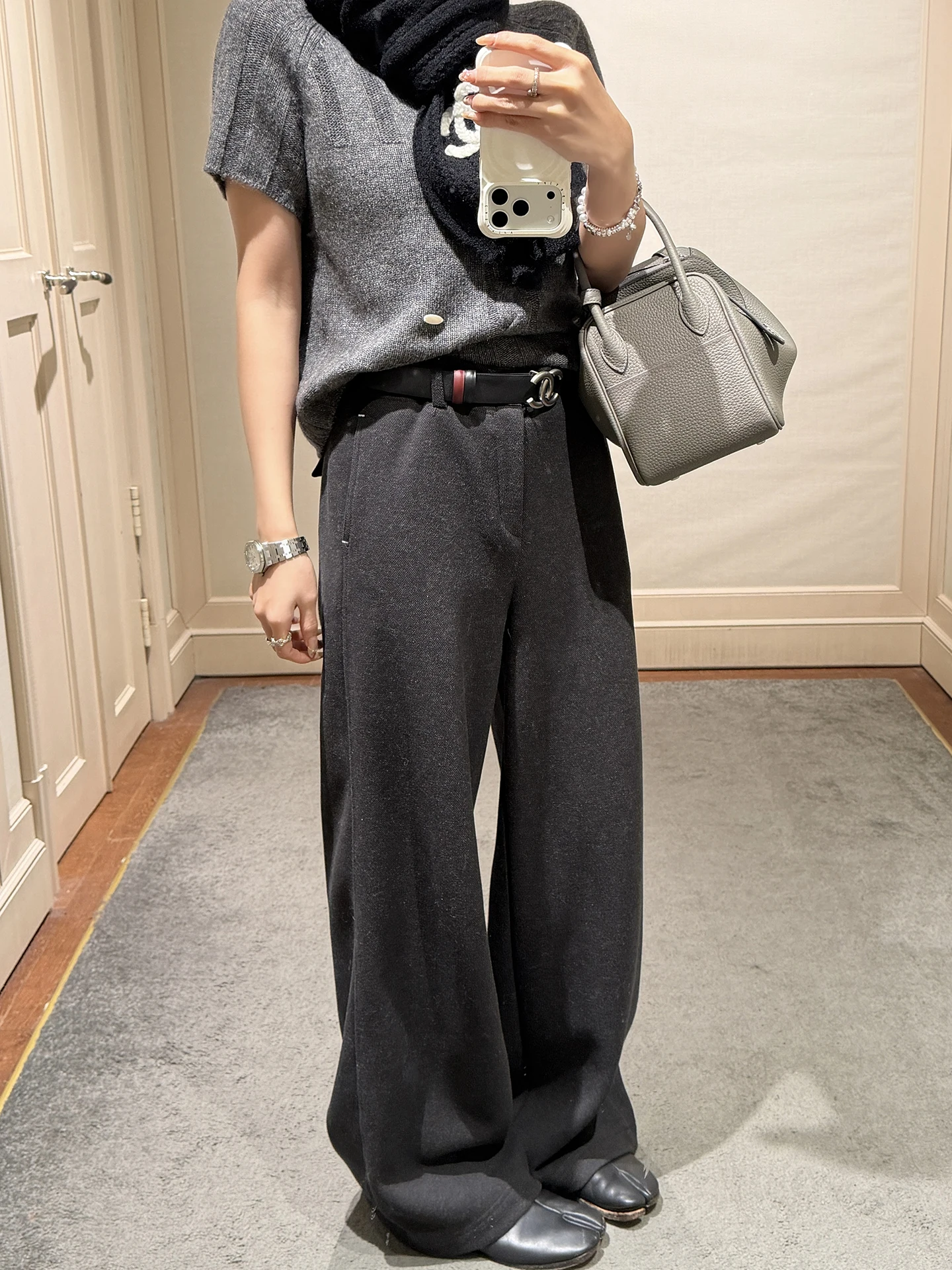 

Женские зимние повседневные брюки EKOOL с высокой талией из утолщенной ацетатной шерсти, свободные, теплые, прямого кроя