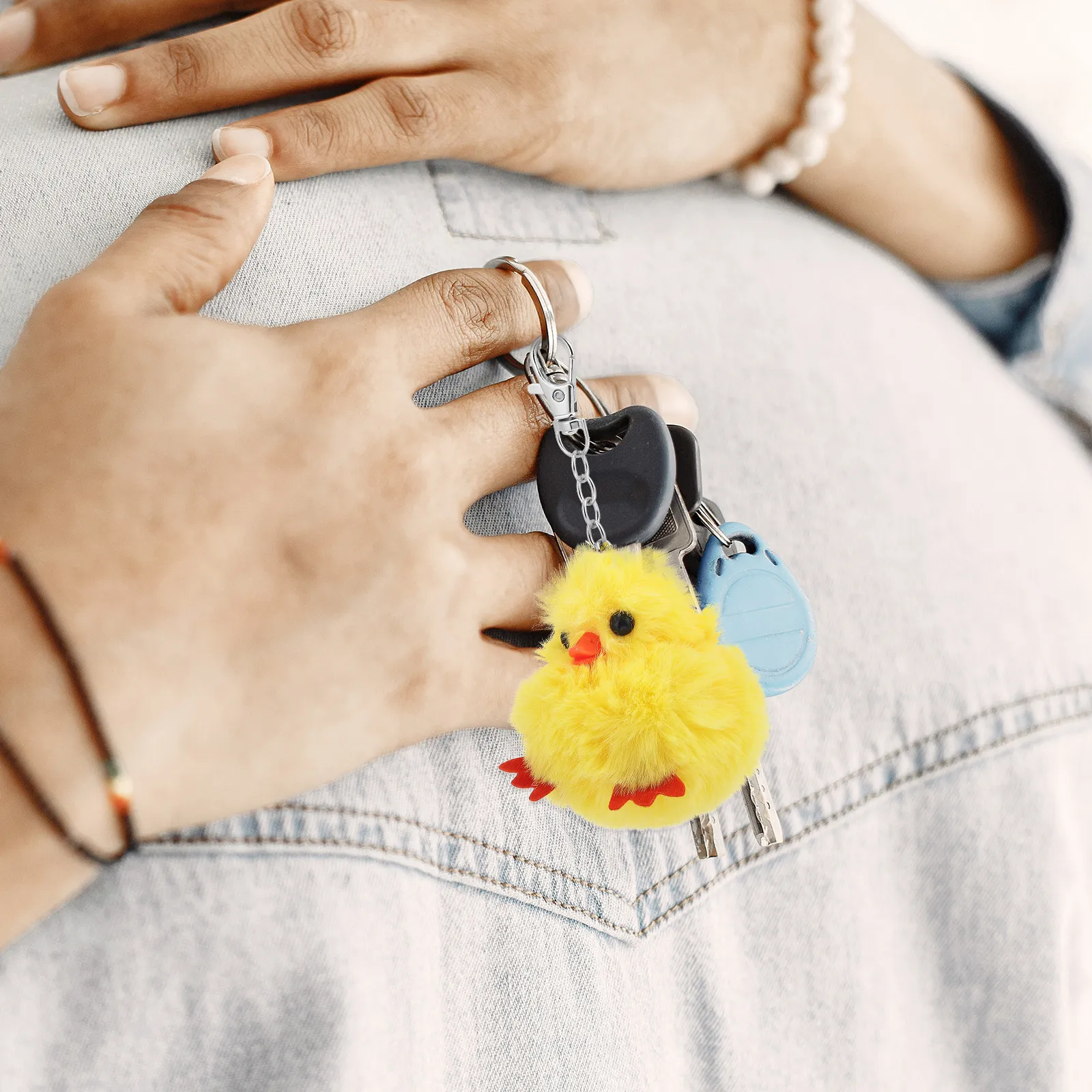 

10Pcs Cute Kawaii Animal Keychain Set Small Yellow Duck Charms for Keys Bags Purses Backpacks Easter Accessories Aesthetic Key