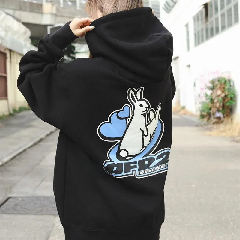 # FR2 Love Rabbit Classic Design Fried Street Japan fashion Ciboy Fashion Brand round Neck Hoodie Autumn and Winter Street