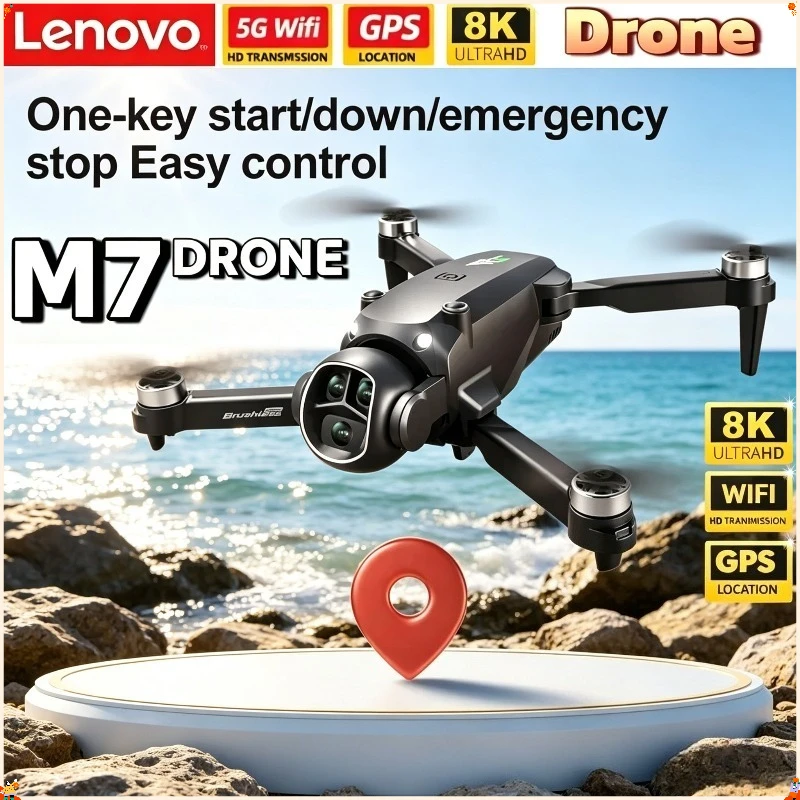 

Lenovo M7 RC Drone HD Dual 5G Camera 8K Professional Aerial Photography Quadcopter Portable Foldable Remote Control Aircraft