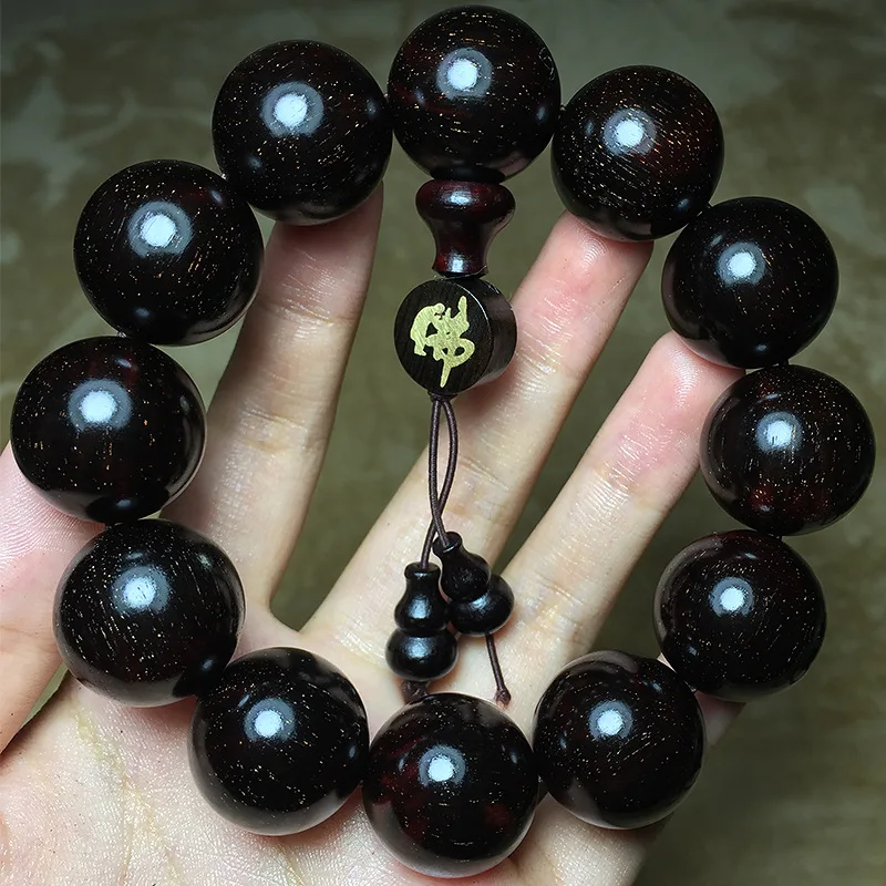 

Zambian Blood Sandalwood True Star Small Leaf Red Sandalwood Buddhist Beads2.0High-density Submerged Bracelet108Wholesale Natura