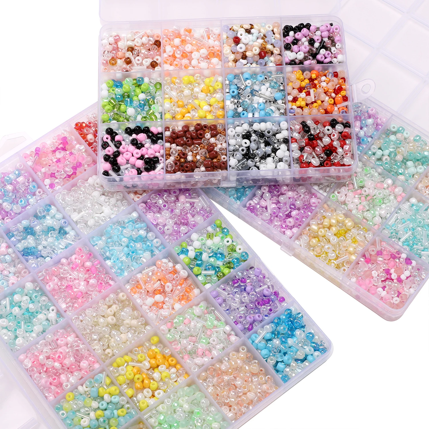 12 Grids Super Mixed Color Glass Rice Beads Set Loose Beads Handmade DIY Bracelet Necklace Beaded Material Jewelry Accessories