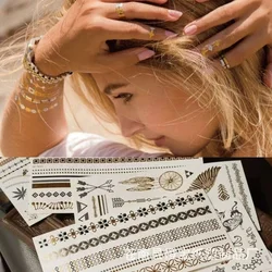 Hot Flash Metallic Waterproof Temporary Tattoo Gold Silver Tatoo Women Jewelry Flower Party Body Arm Art Tattoo Sticker