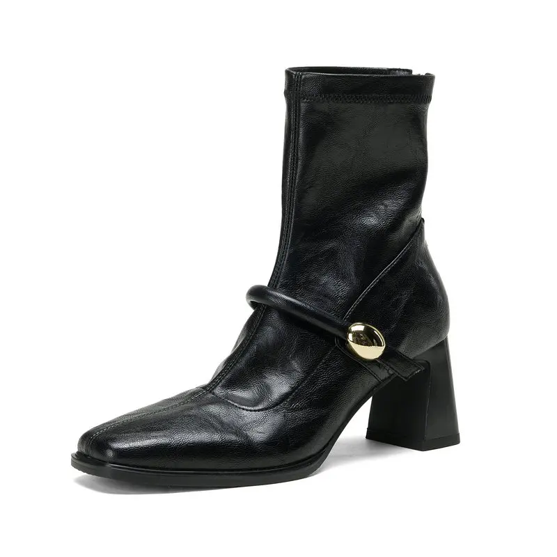 

2025 New Fashion Elastic Women Boots Ankle Modern Boots Comfortable Soft Party High Heels Shoes