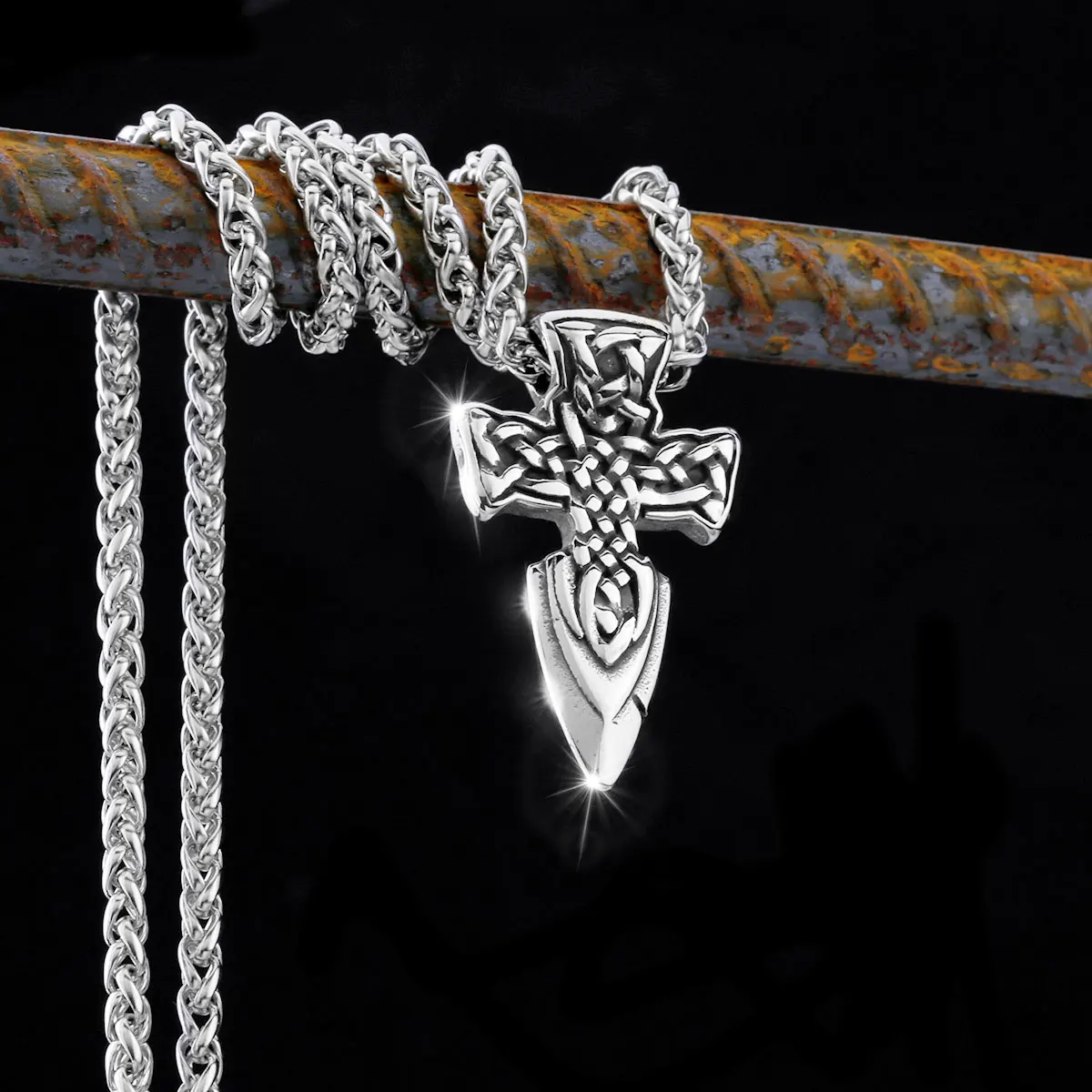 Men Viking Spear Compass Necklaces Norse Runes Amulet Helm of Awe Vegvisir Spear Pendant Stainless Steel Jewelry Chain Necklaces