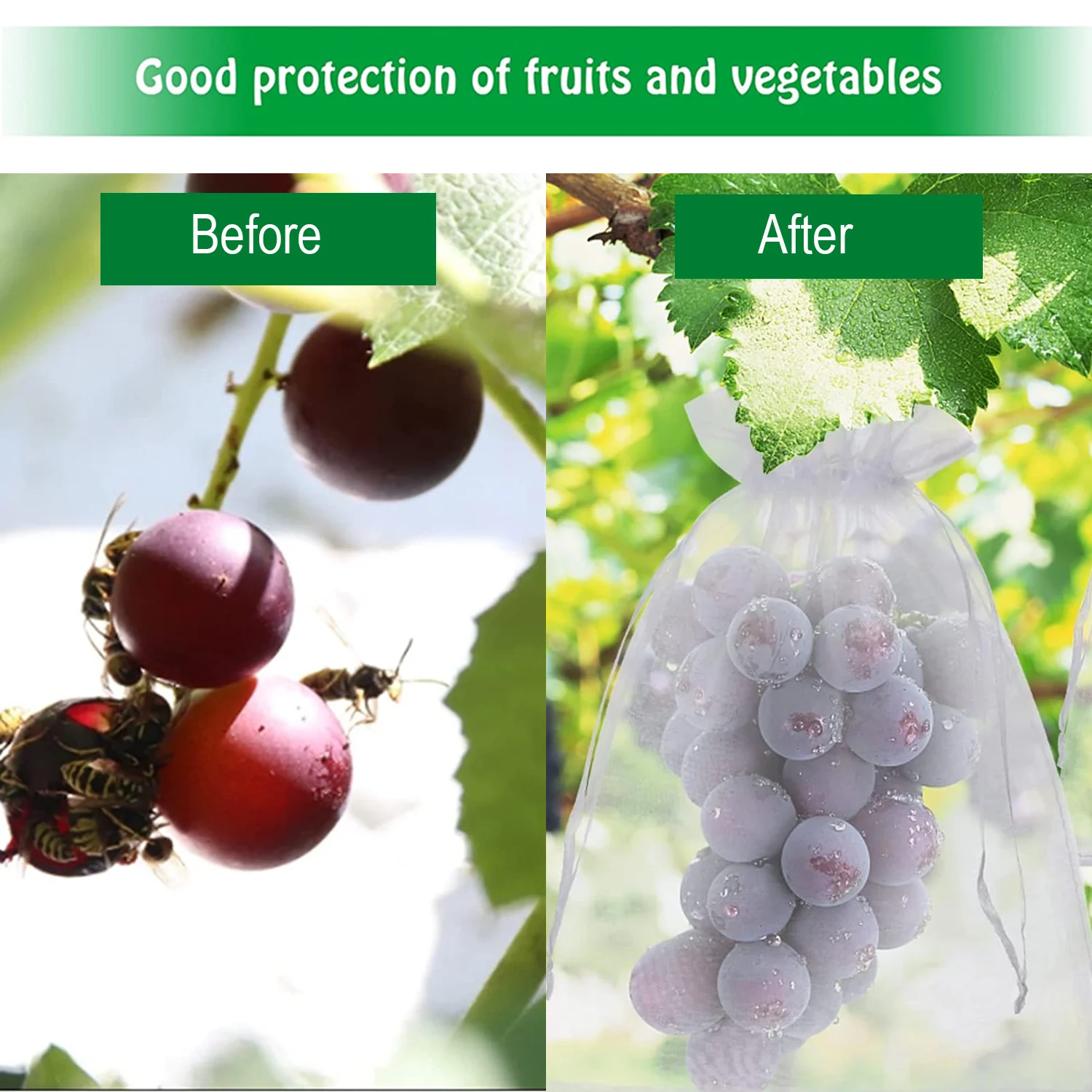 100pcs Mesh Fruit Protection Bags Drawstring Organza Cover Grapes Mango Fruit Trees Vegetable Grow Grape Bag Gift Packaging Bags