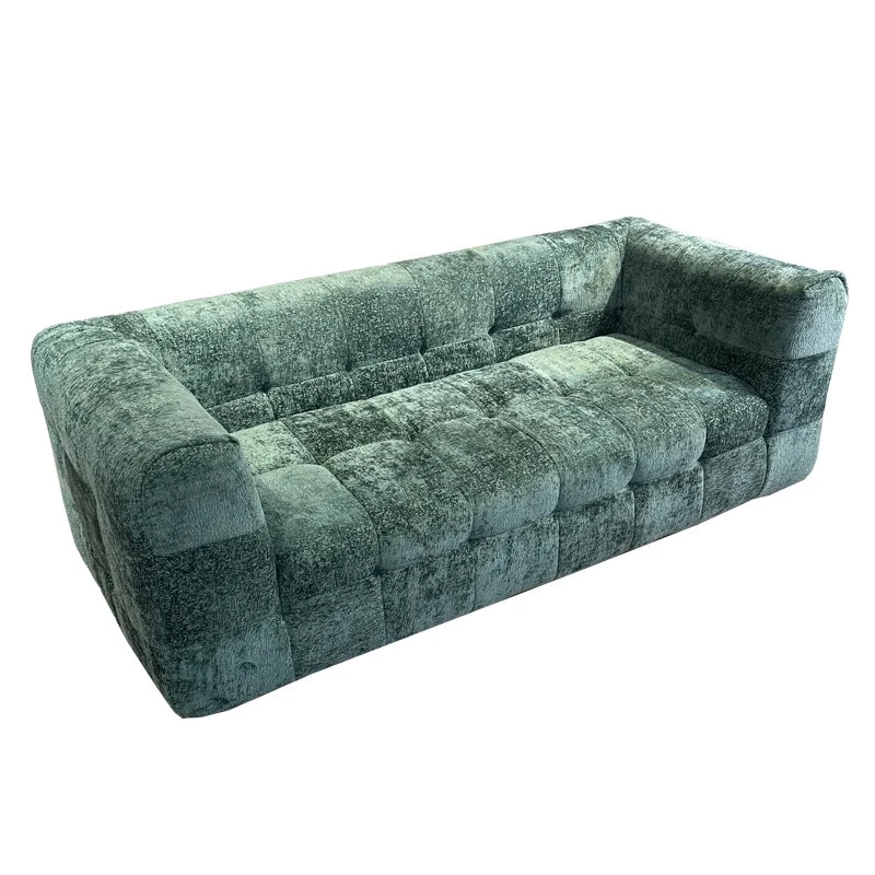 French Style Small Apartment Living Room Sofa Nordic Vacuum Compression Straight Row Fabric for Villas Sponge Filling Material