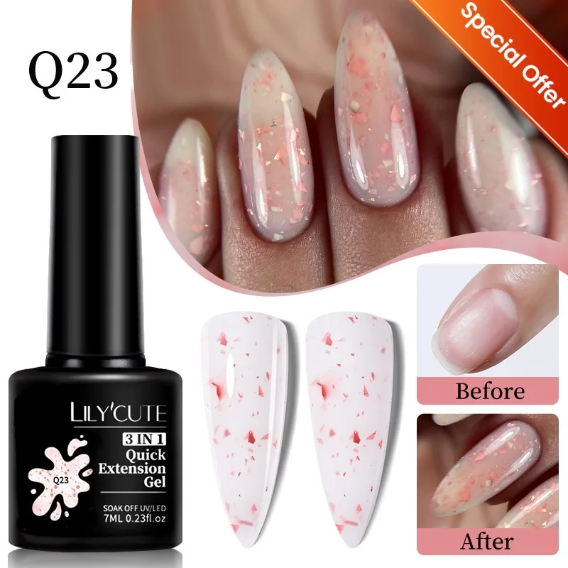 LILYCUTE 7 ml Glitzer-Gel-Nagellack, Glitzer-Pailletten, Nagelgel, Soak Off UV-LED-Pulver, DIY semi-permanente Maniküre, Nagelkunst-Versorgung