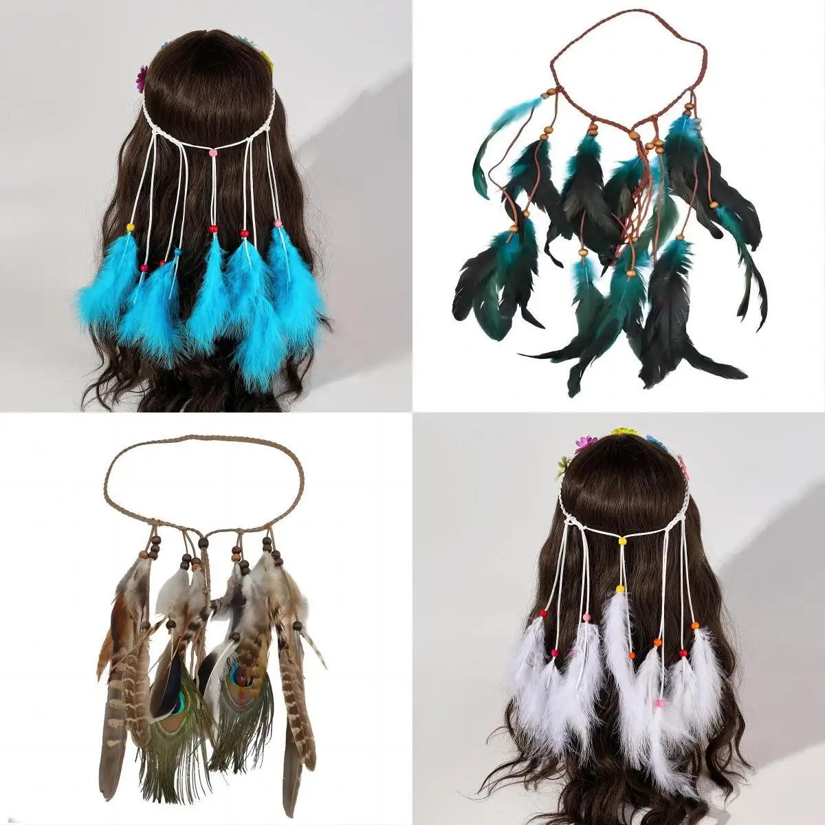 A bohemian feather Brazilian Carnival stage performance carnival Indian tassels tourist headgear headband