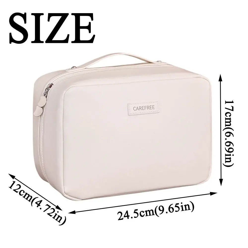 حقيبة مكياج نسائية محمولة مقاومة للماء من جلد البولي يوريثان، حقيبة تخزين مستحضرات التجميل بسعة كبيرة، حقيبة غسيل مريحة للعناية بالبشرة #6
