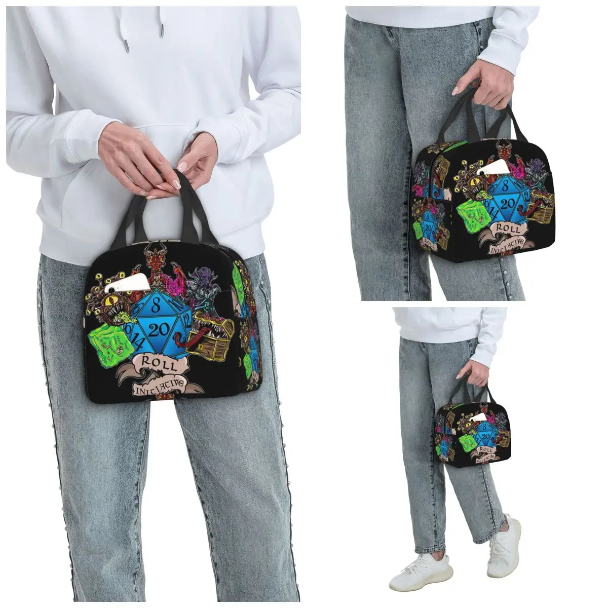 Roll Initiative Dungeon And Dragon Insulated Lunch Bag for Women Office Cooler Thermal Food Box Tote Lunch Boxes Container