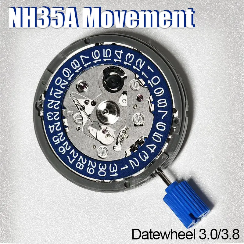 

Genuine Japan NH35 Automatic Movement Blue 3H Modification Mechanical Watch Mechanism NH35A 24 Jewels At 3 At 3.8 Date wheel