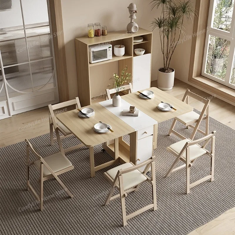 

Luxury Folding Dining Table Set 6 Chairs Vintage Square Dining Table Extensio Nordic Mesas Y Sillas De Comedor Kitchen Furniture