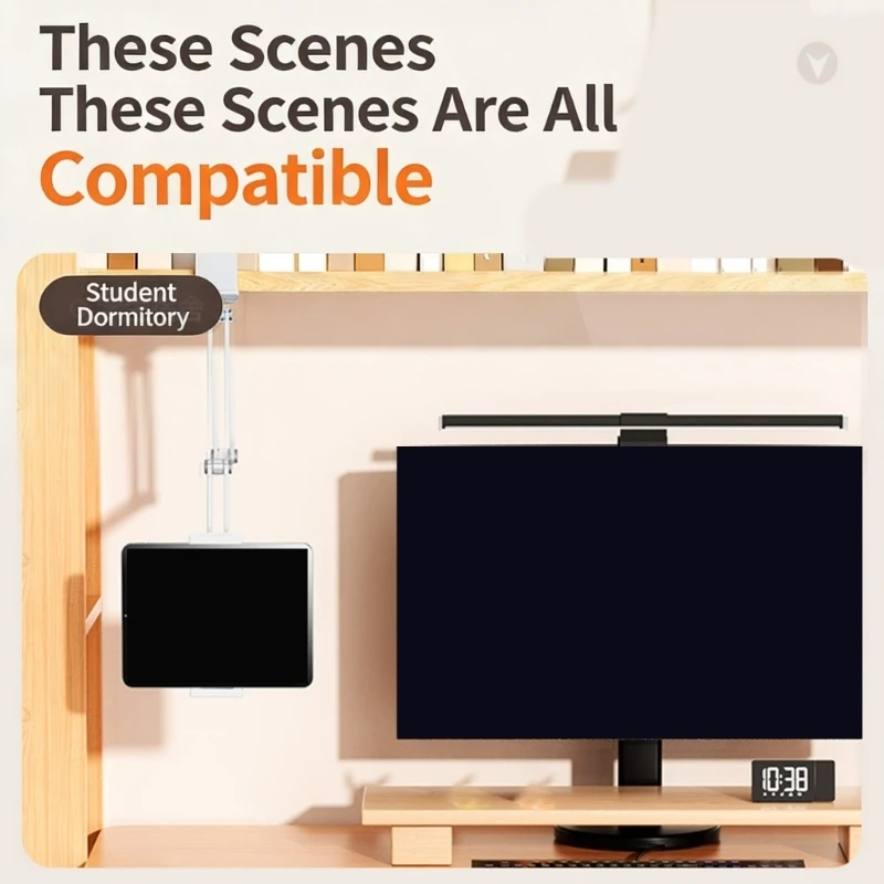 4 Axises Multiple Adjustable Stand with Foldable Clamp Mount and 360° Swivels for Tablets Smartphones Aluminum Construction
