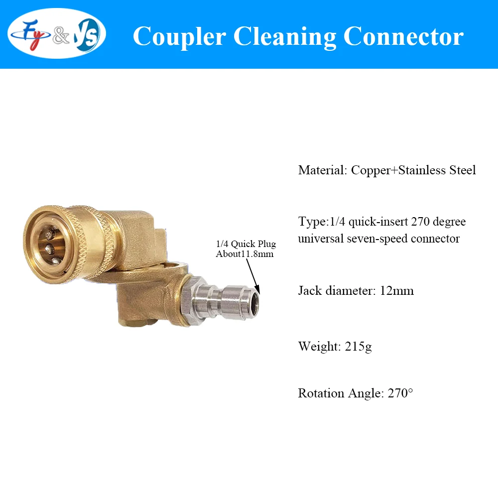 1/4 Inch Quick‑Connect Pivoting Swivel Coupling, Pressure Washer Spray Adaptor for Gutter Clean and Water Tank Nozzle Connection