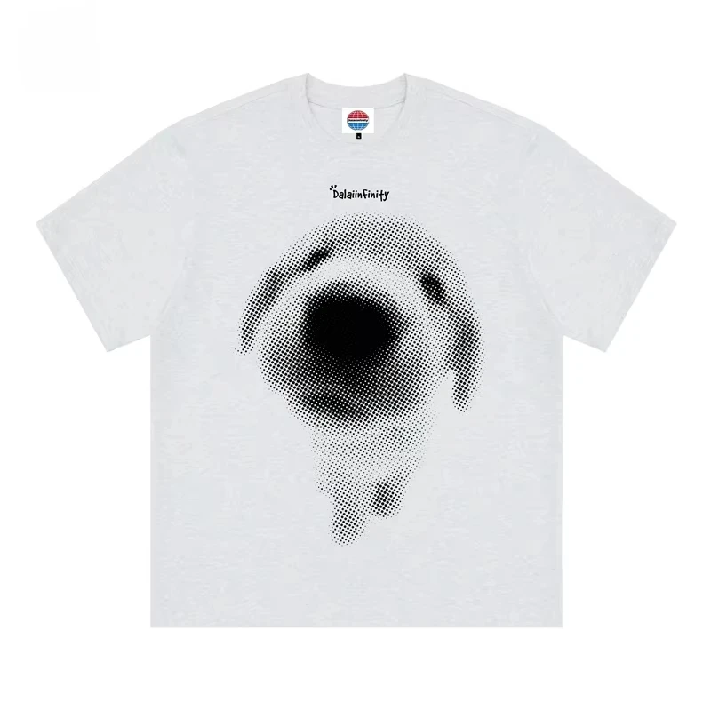 

Футболка SKADE с цветочным принтом, плотный хлопок, летняя повседневная футболка, с принтом собаки, гелевая паста, для лета