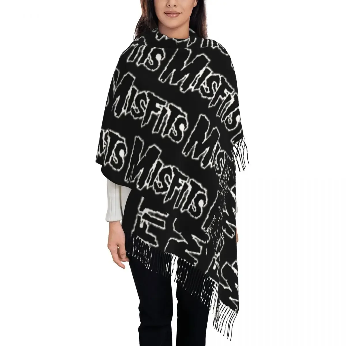 Misfits-Symbol Shawls Wraps Womens Warm Large Soft Scarf Neckerchief Tassel Scarves