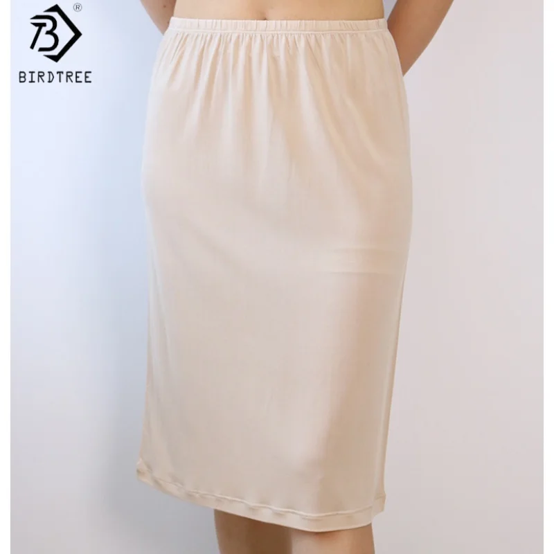 

BirdTree 6A 100% Silk 95g Double-sided Knitted Bottom Skirt,Women 2025 Elegant Ventilate Underskirt Petticoat D59139JF