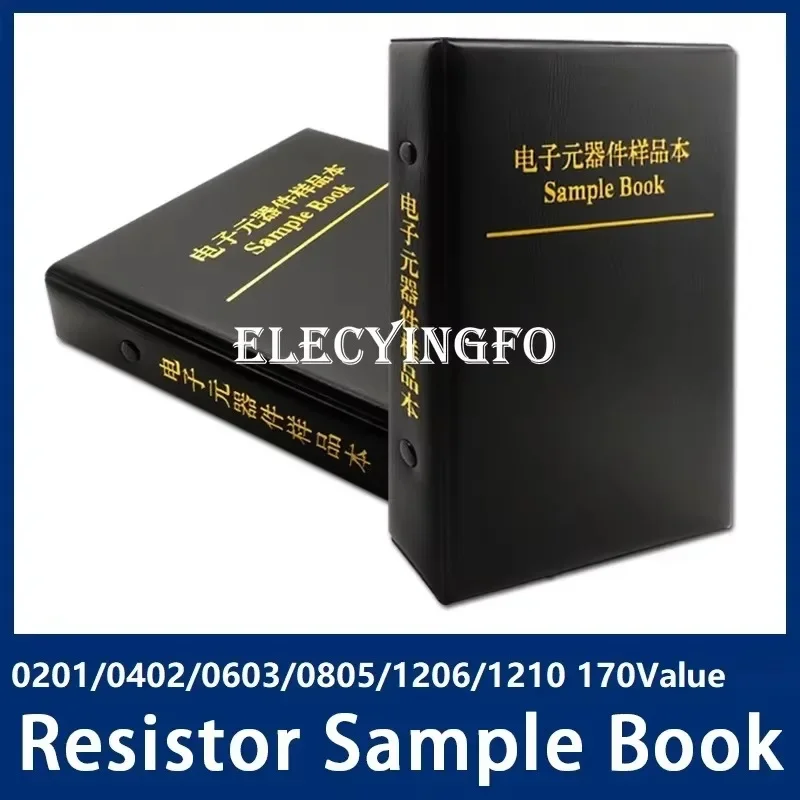 

170 Values 0R-10M SMD Sample Book Chip Resistor Assortment Kit 0201 0402 0603 0805 1206 5% SMT For repair DIY Study