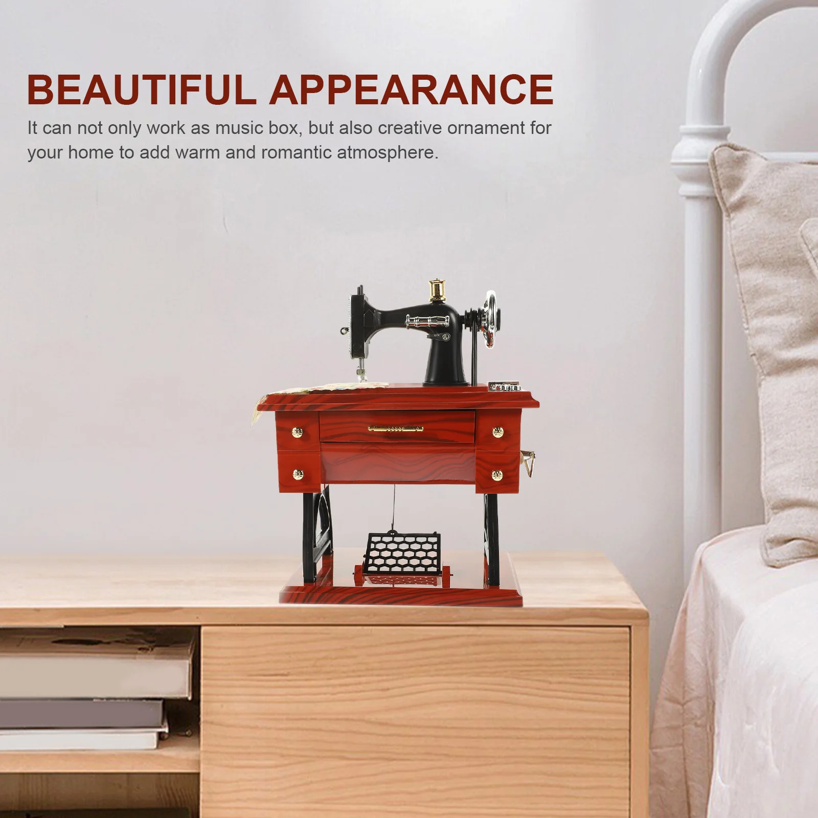 

Style Sewing Machine Music Box Handcrafted Detailed Finish Musical Ornament for Living Room Bedroom Office Anniversary