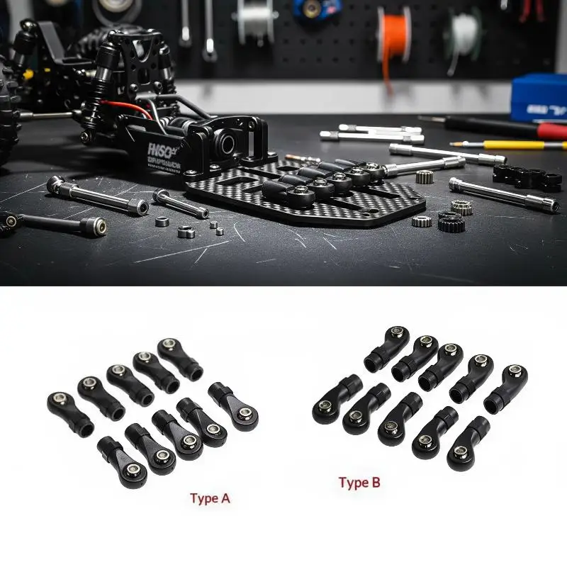 10Pcs M3 M4 Rod End Connectors 7mm Pivot Ball Plastic Straight Angled for RC Racing Car Parts