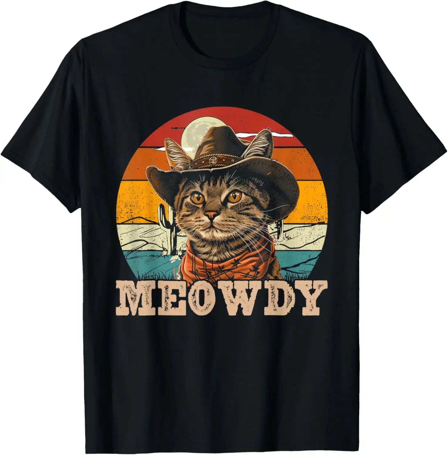 Graphic Western Cats Animals Pet Meowdy Kitten Cowboy Hat T-Shirt