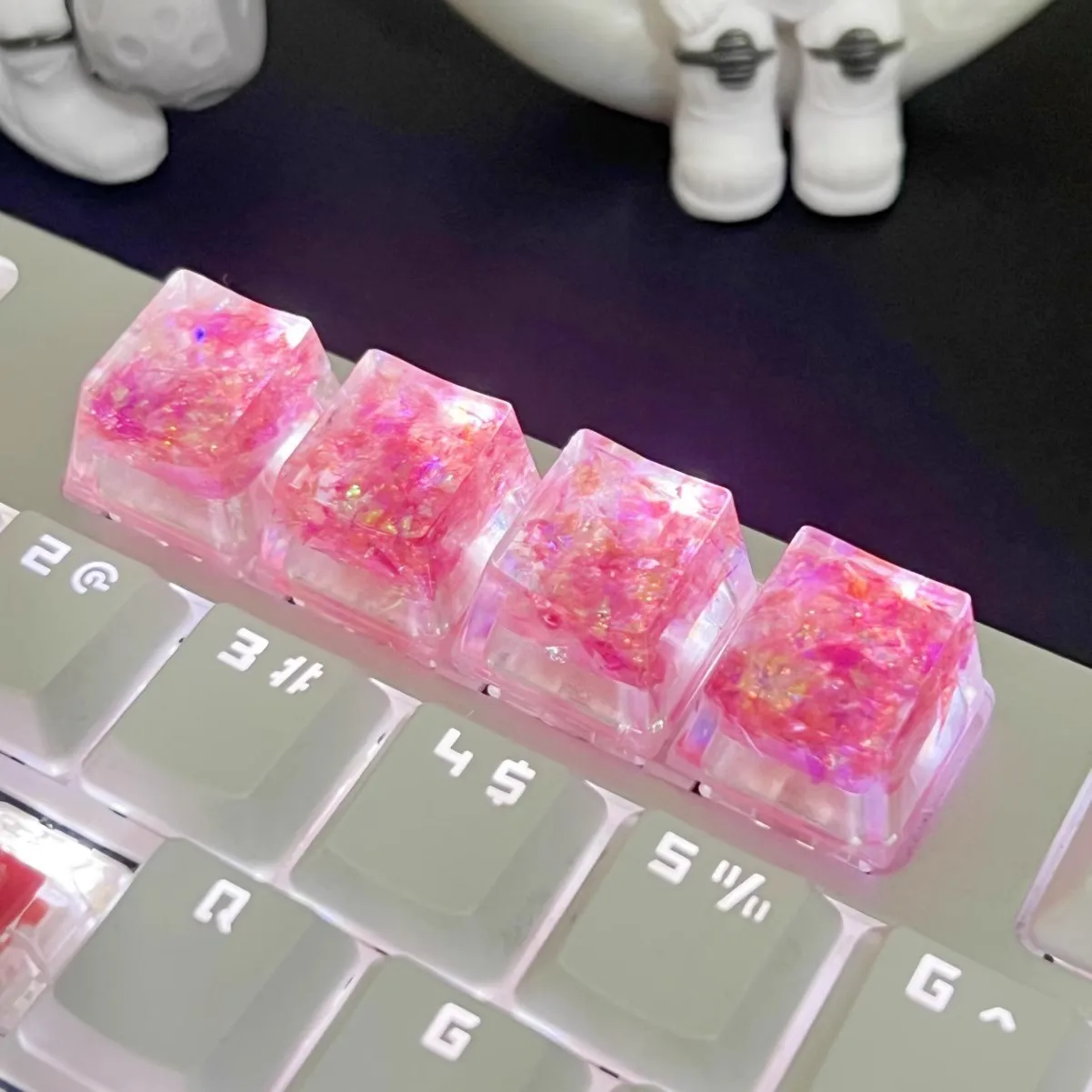 Original handmade shell paper key cap 4Pcs Quality Hot Sale Colorful Translucent Key Caps Cross Shaft Mechanical Keyboard Keycap