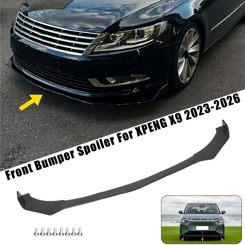 Sport Front Bumper Splitter Spoiler Lip For XPENG X9 2023-2026 5Pcs Adjustable Sectional Car Exterior Tuning Body Kit