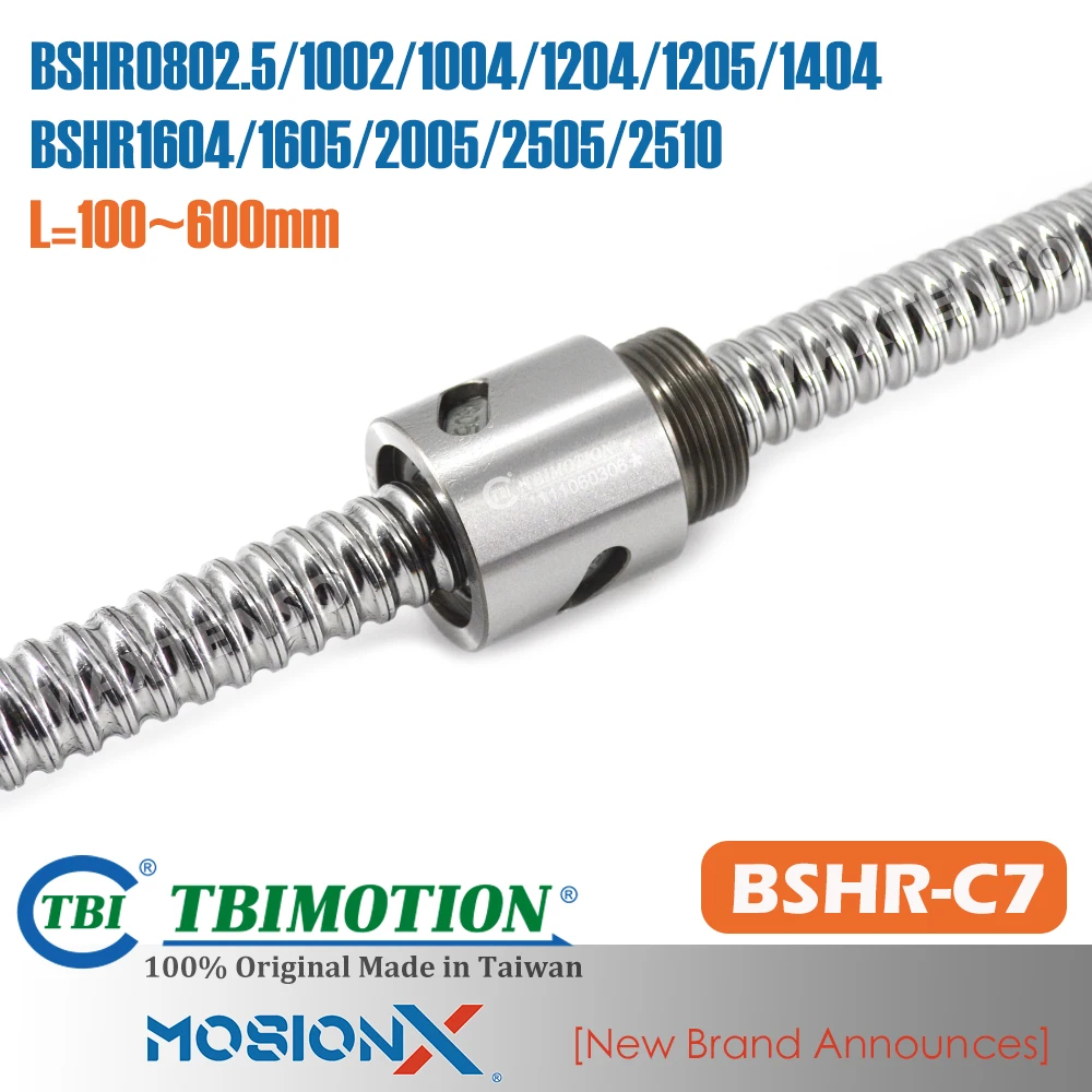 Original TBI BSH 0802.5 1002 1004 1204 1205 1605 2005 2505 2510 Ball Screw Without Flange Ballnut High Precision Mini 3D Printer