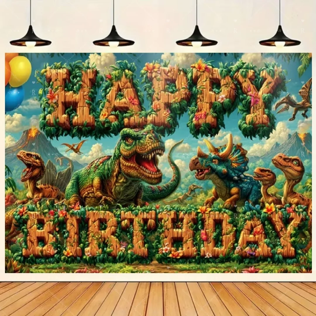 Jurassic Dinosaurs Birthday Party Decor Supplies Jungle Dinosaur Cupcake Topper Cup Plate Balloon Banner Tableware Set Boys Gift