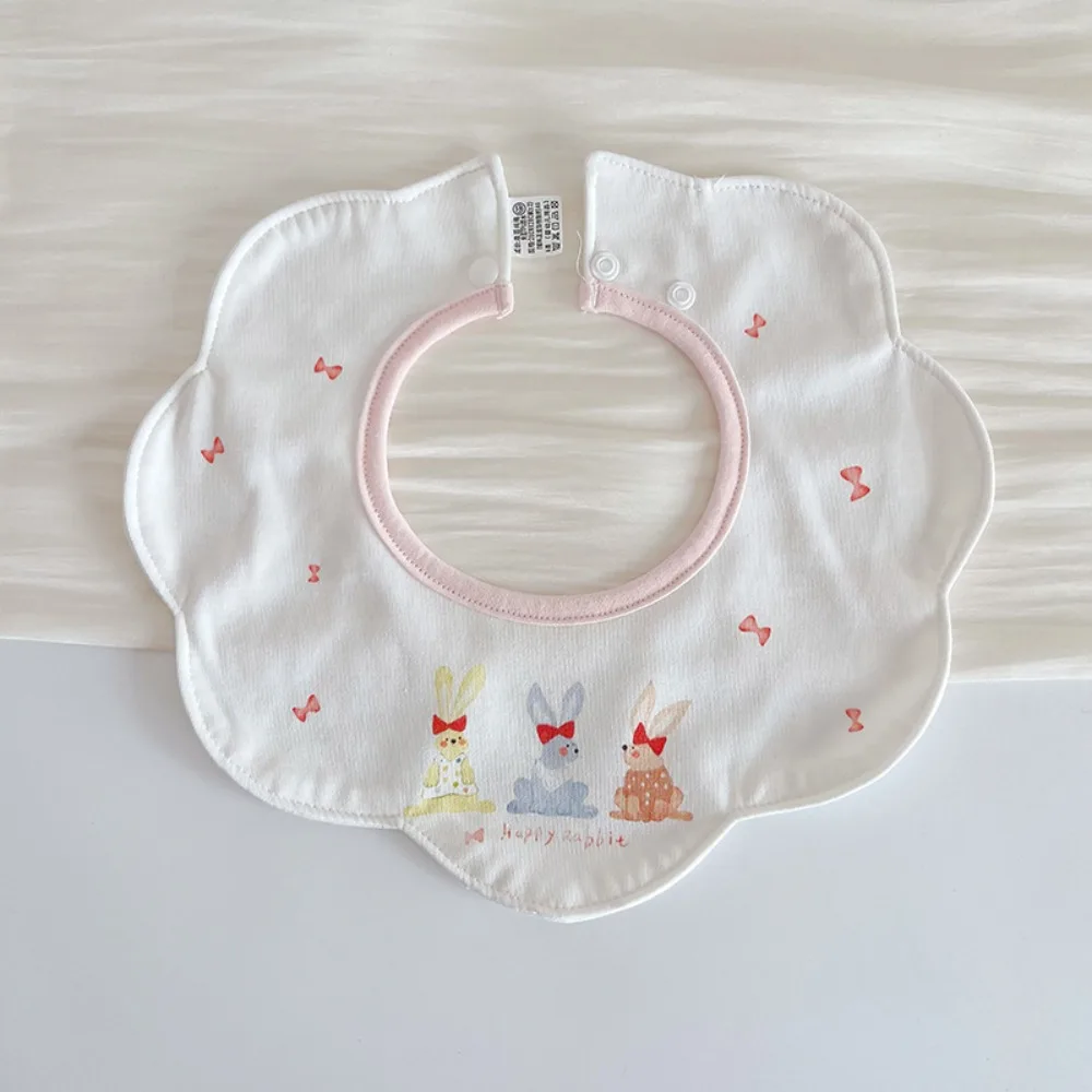 

Sweet Cartoon Anti-vomiting Bibs Flower Shape Cotton Yarn Baby Cotton Bibs Rotatable Round Neck Saliva Towel Daily