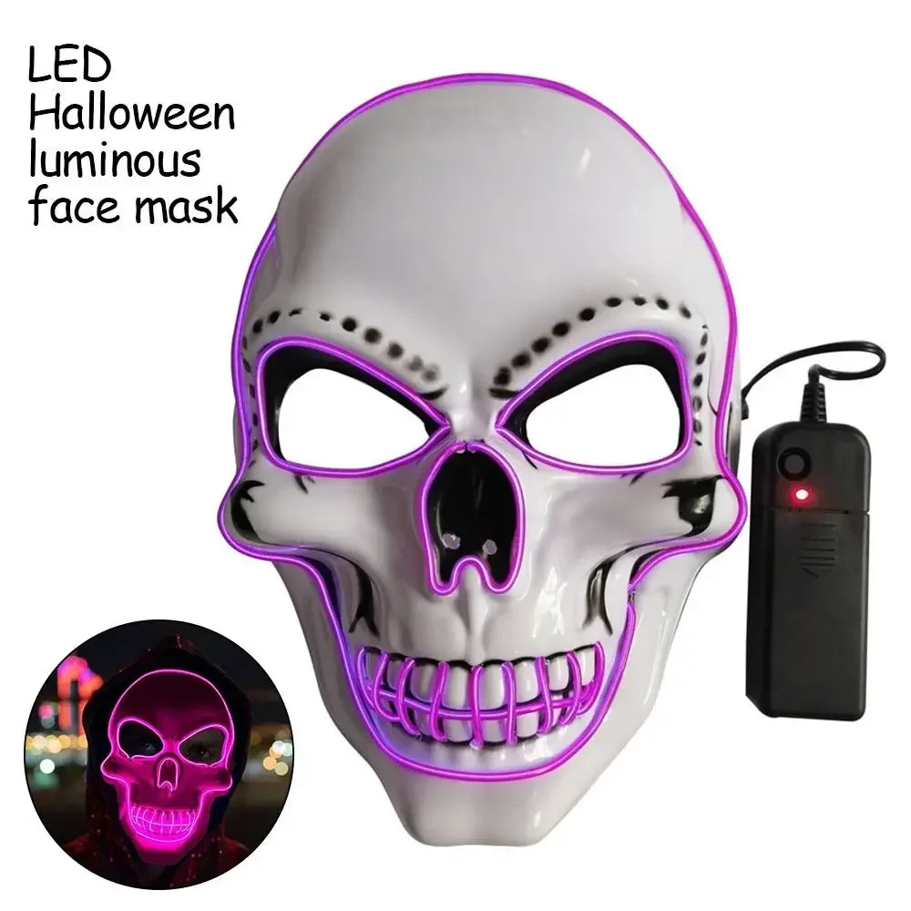 Fashion Horror Halloween Skull Mask Halloween Cosplay Costume LED Cold Light Mask LED Light Party Supplies Party Makeup Ball