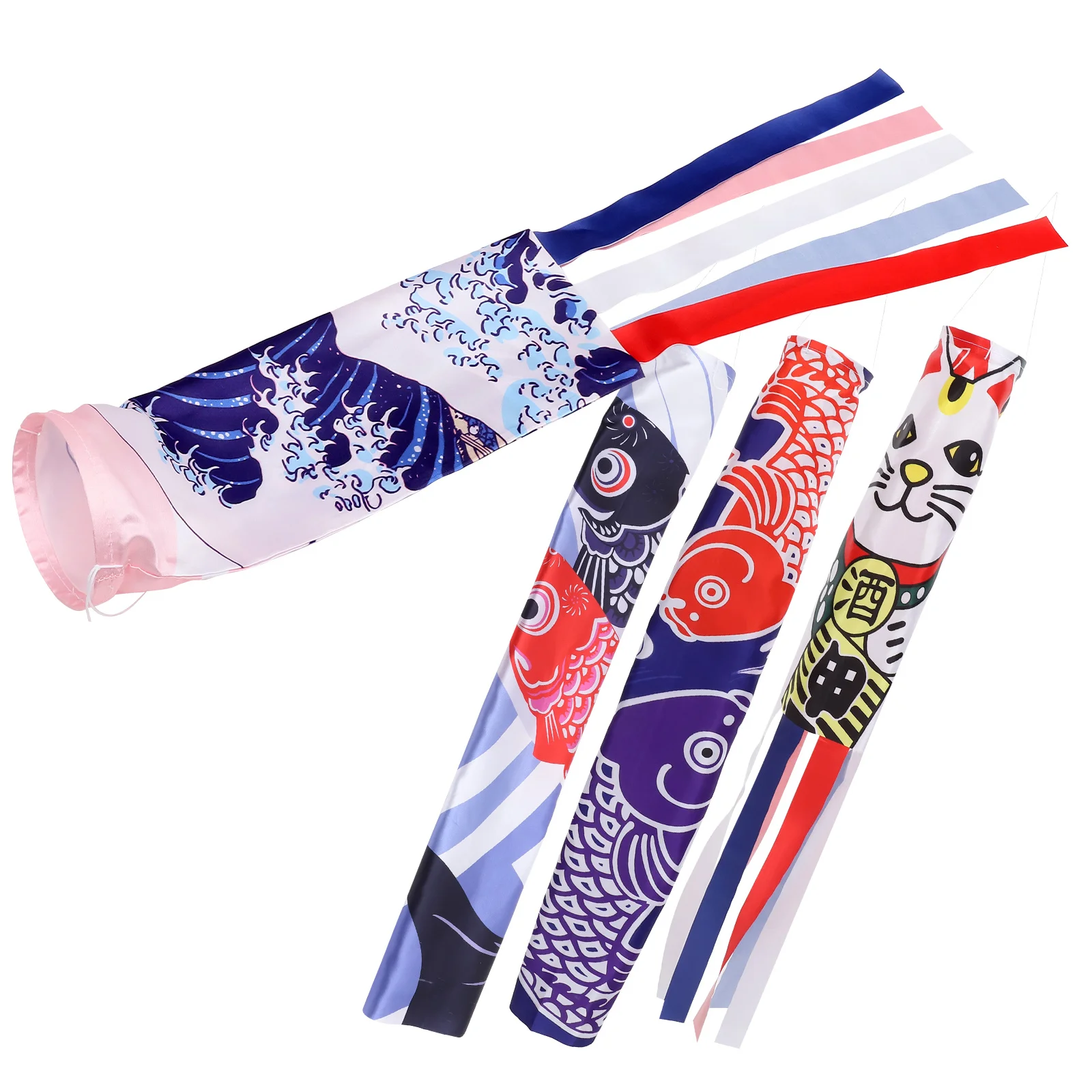 

4pcs Japanese Restaurant Windsock Korean Style Outdoor Garden Hanging Wind Direction Flags Polyester Windsock Streamer Durable