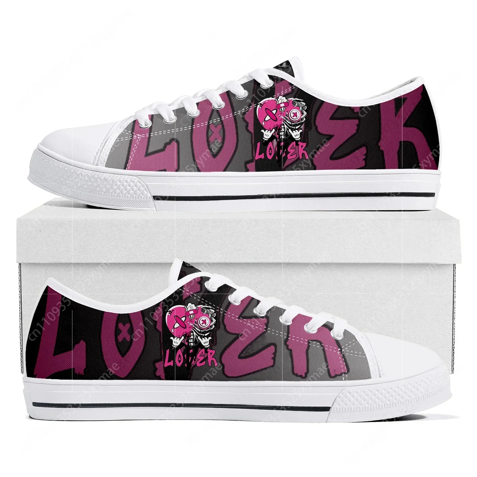 

Pink Loser Lover Pink Drip Heart Low Top Sneakers Womens Mens Teenager High Quality Shoes Tailor-Made Canvas Sneaker Couple Shoe