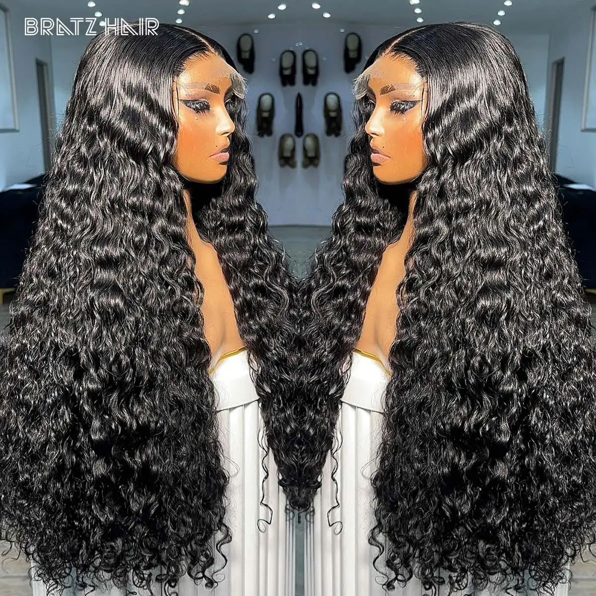 

13x4 HD Swiss Lace Frontal Wig Water Wave Human Hair Pre Plucked 4x4 5x5 HD Lace Closure Wigs for Woman Glueless Ready to Wear