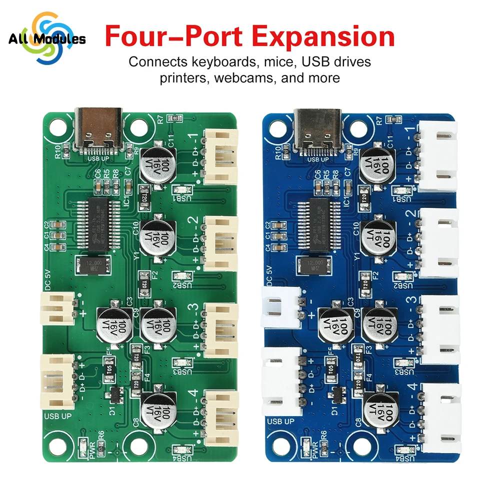 DC 5V 1-to-4 Port USB 2.0 Hub Module Drive USB Splitter Electronic Development Expansion Board XH2.54 PH2.0 Interface