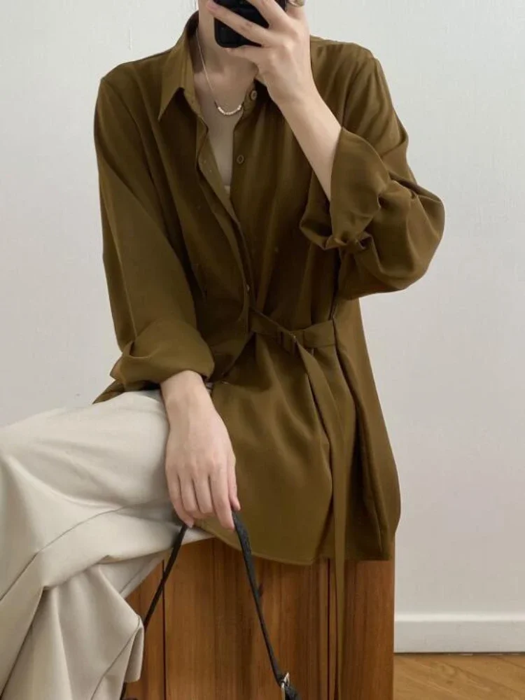 

Shirts Women Design S-3XL Creativity Casual All-match Simple Pure Daily Stylish Korean Style Loose Office Ladies Spring Lace-up