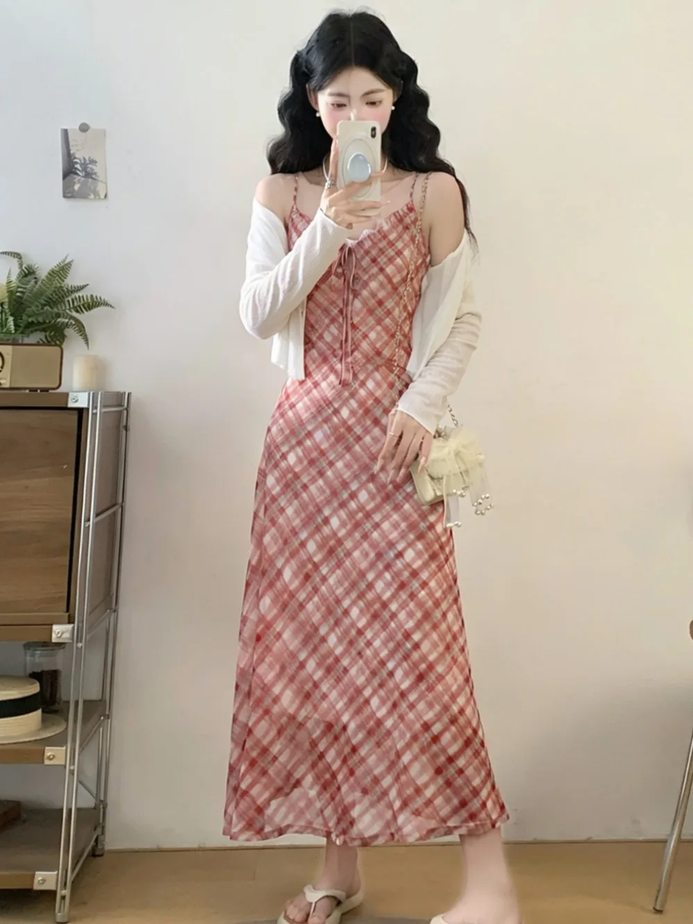 

Летний новый комплект больших размеров: кардиган с длинными рукавами и сетчатыми вставками, повседневный дышащий костюм-двойка для женщин в отпускном стиле, предотвращающий старение кожи