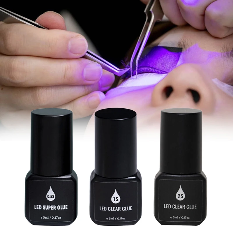 5ml UV GLUE Adhesive For Eyelash Extensions Fast Drying Strong False Eye Lash Extension Glue Long Lasting UV Eyelash Glue