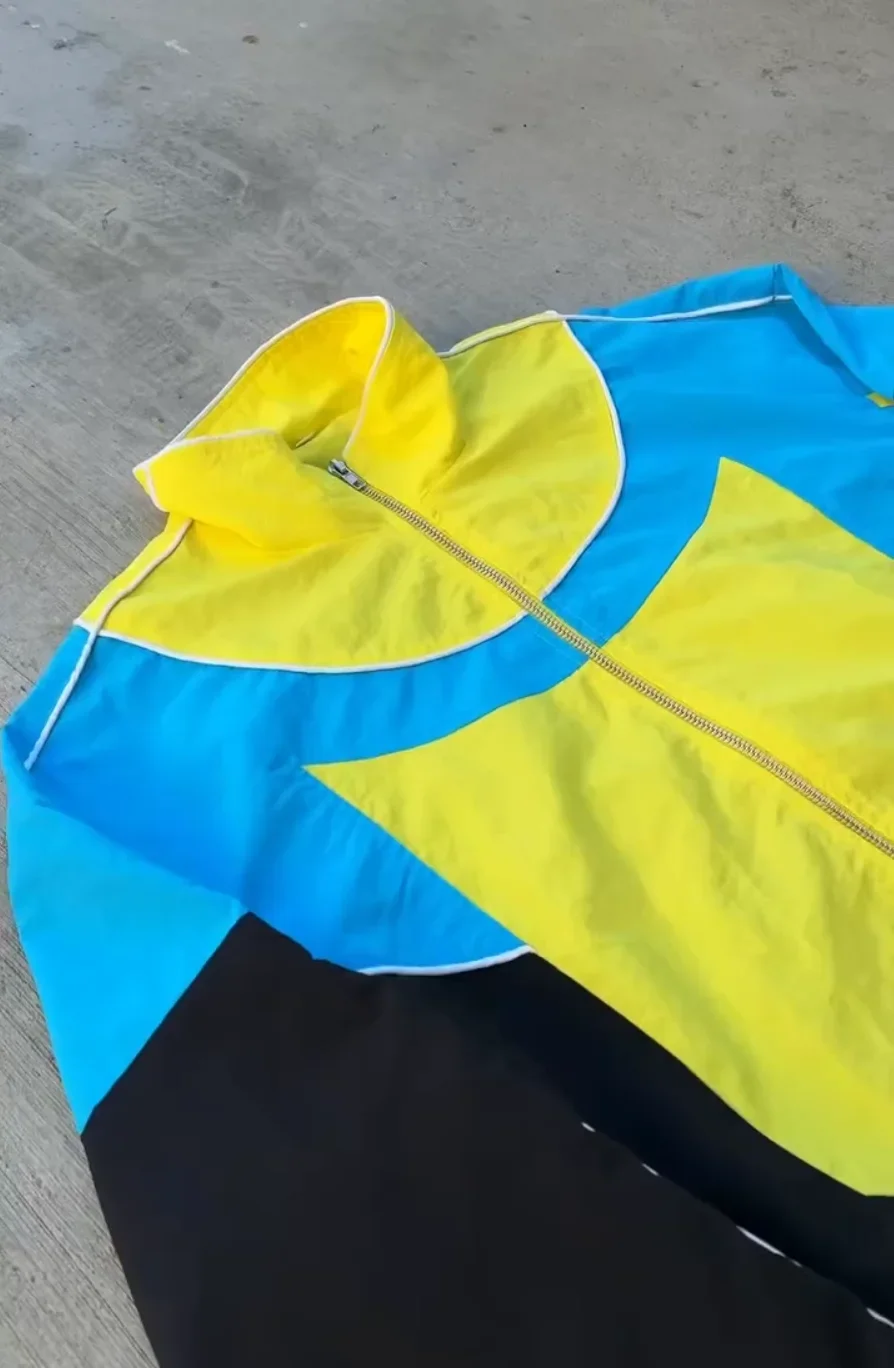Y2k Mark Sportjacke für Herren und Damen, Color-Block-Jacke, lässige Hip-Hop High-Street-Klassiker-Windjacke für Outdoor-Sportarten. – Detail 5