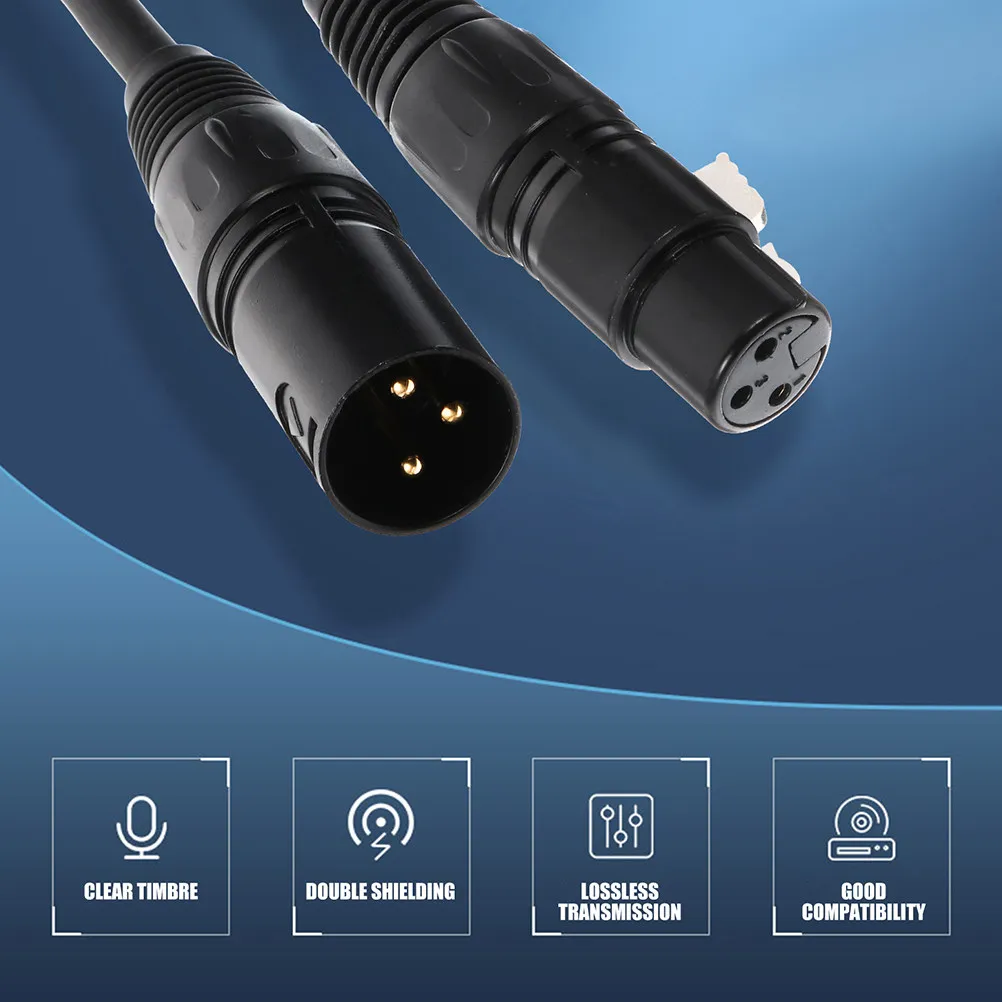 XLR Microphone Cable 2 Pack 150cm Male to Female 3 Pin Audio Cord for Mixer Sound System Stage Lighting