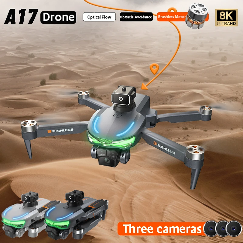 K Profesional Drone 20km 2024 A17 with Camera Mini Drone 4k Aerial Photography Obstacle Avoidance Helicopter Quadcopter RC Toys