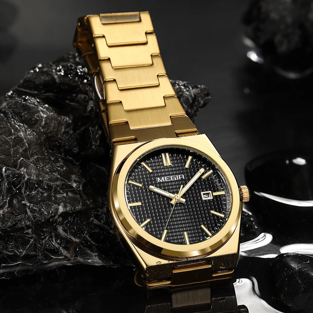 MEGIR New Luxury Men Quartz Watches Waterproof Fashion Business Watch Man Stainless Steel Sport Watch for Male Analog Clock