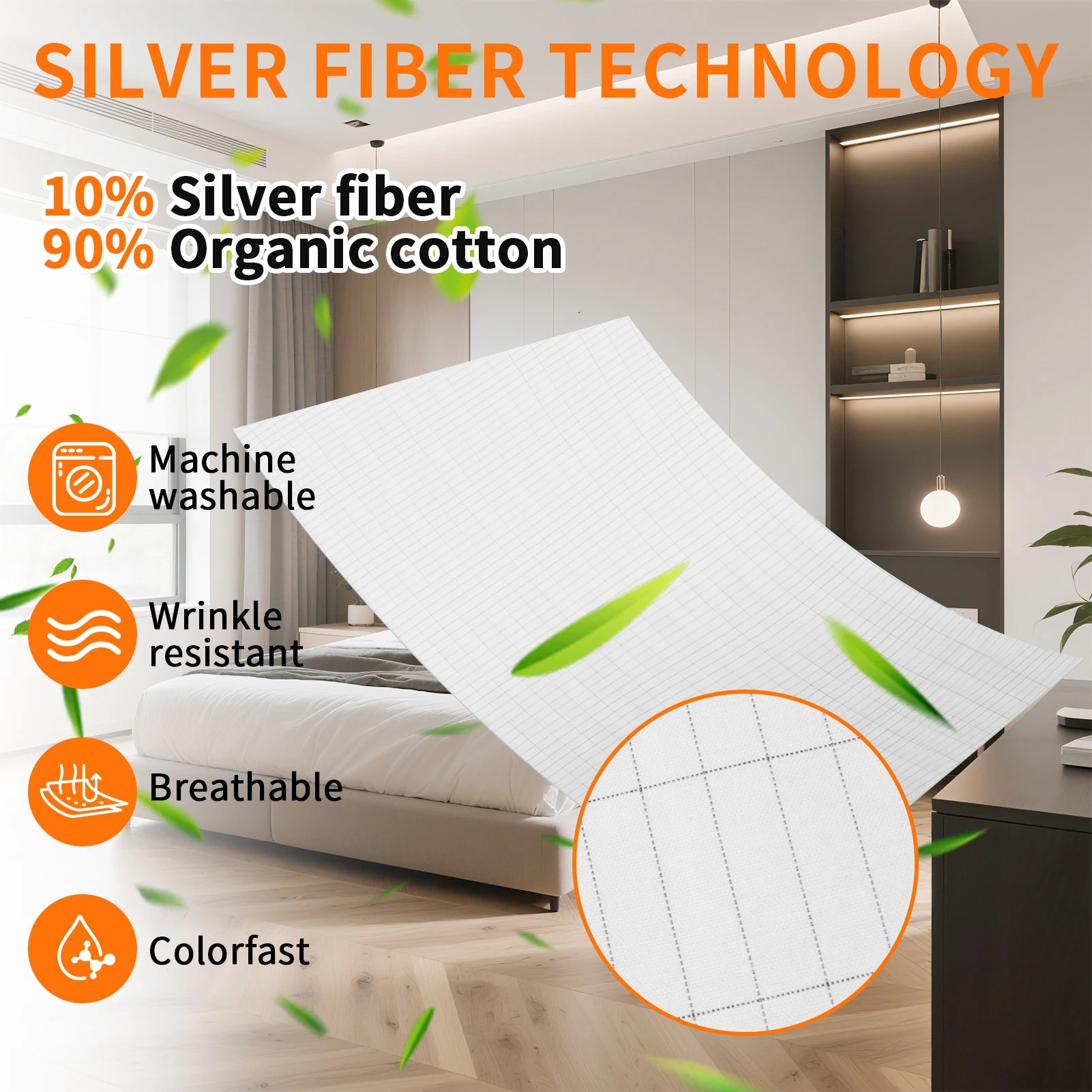 Grounding Mat Grounding Bed Sheet with 10% Silver Fiber & 90% Organic Cotton Natural Wellness and Healthy Earth Energy