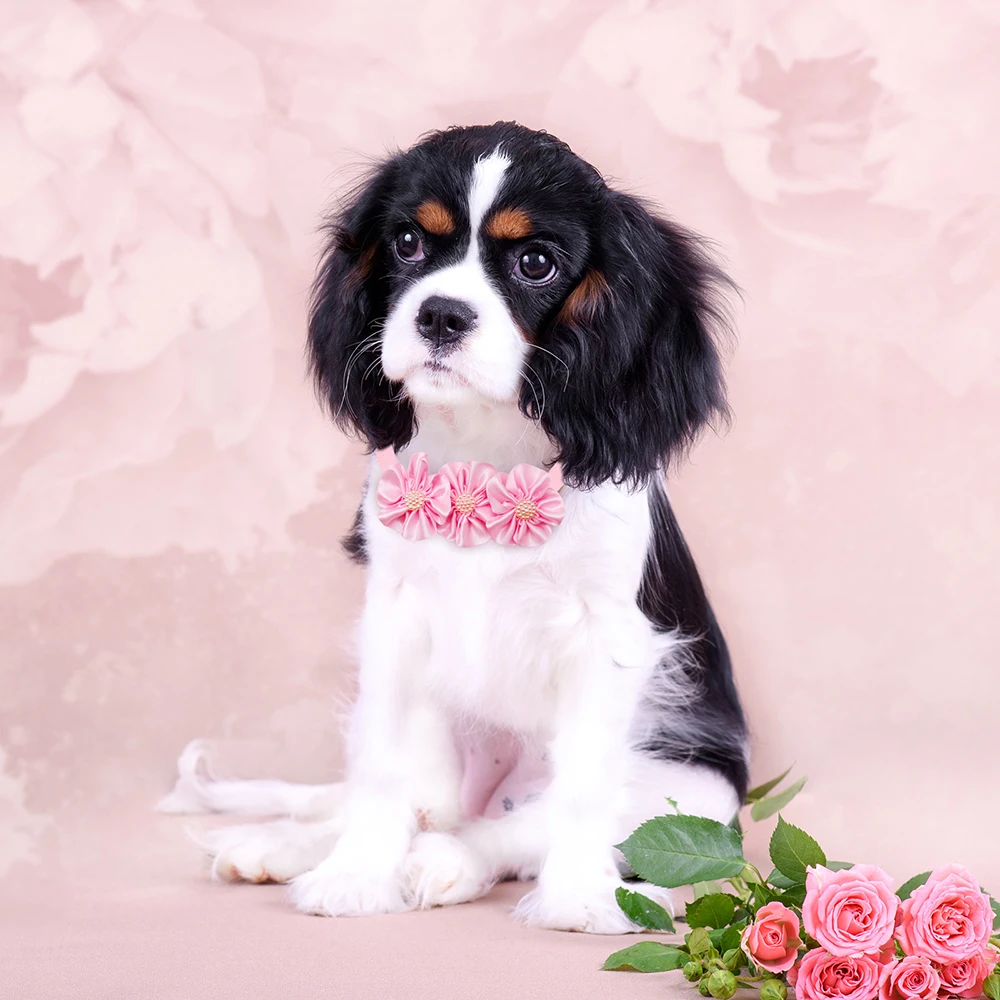 8PCS Valentine\'s Day Pet Decorate Bowtie with Diomand Grooming Flower Pink Dog Gifts for Small Dogs Accessories Wholesale