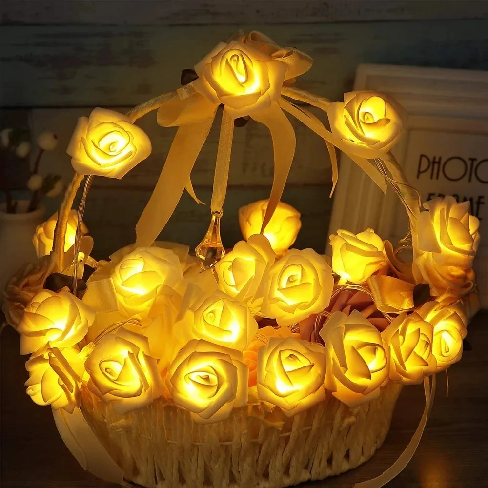Rose Flower LED String Lights USB/AA Battery Powered Fairy Lighting for Wedding Home Party Birthday Festival Decorations