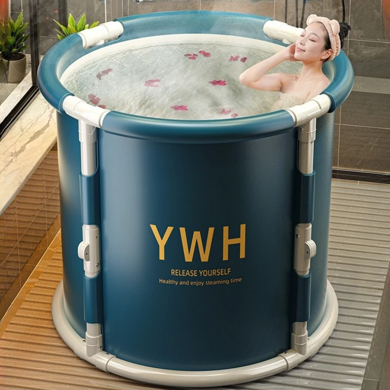 

Portable Foldable Bathtub Adults And Kids Home Spa Soaking Tub Collapsible Deep Large Basin Easy Drain Plug Travel Outdoor PVC