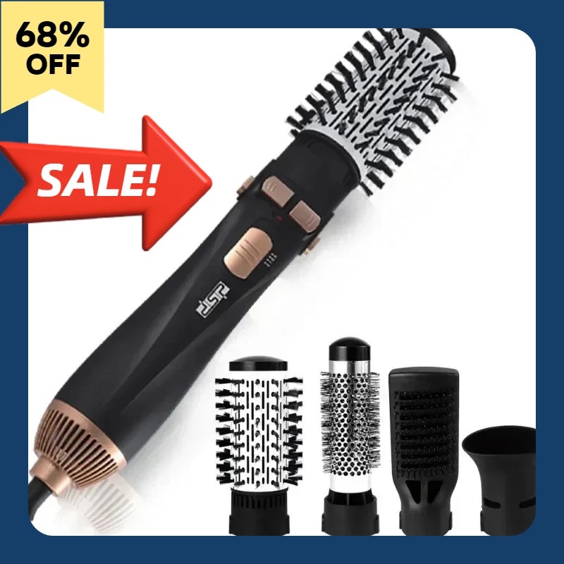 Hot Air Brush 4 Head Replaceable Hair Dryer Comb Negative Ions Blower Electric Straightener Curler Styling Tools Home-appliance